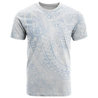 Hawaiian Turtles and Leis T Shirt Tribal Kakau Pattern Airy White Blue Cloud Vibe LT03 White - Polynesian Pride