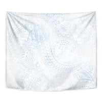 Hawaiian Turtles and Leis Tapestry Tribal Kakau Pattern Airy White Blue Cloud Vibe LT03 - Polynesian Pride