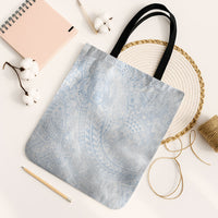 Hawaiian Turtles and Leis Tote Bag Tribal Kakau Pattern Airy White Blue Cloud Vibe LT03 Black Strap One Size White - Polynesian Pride