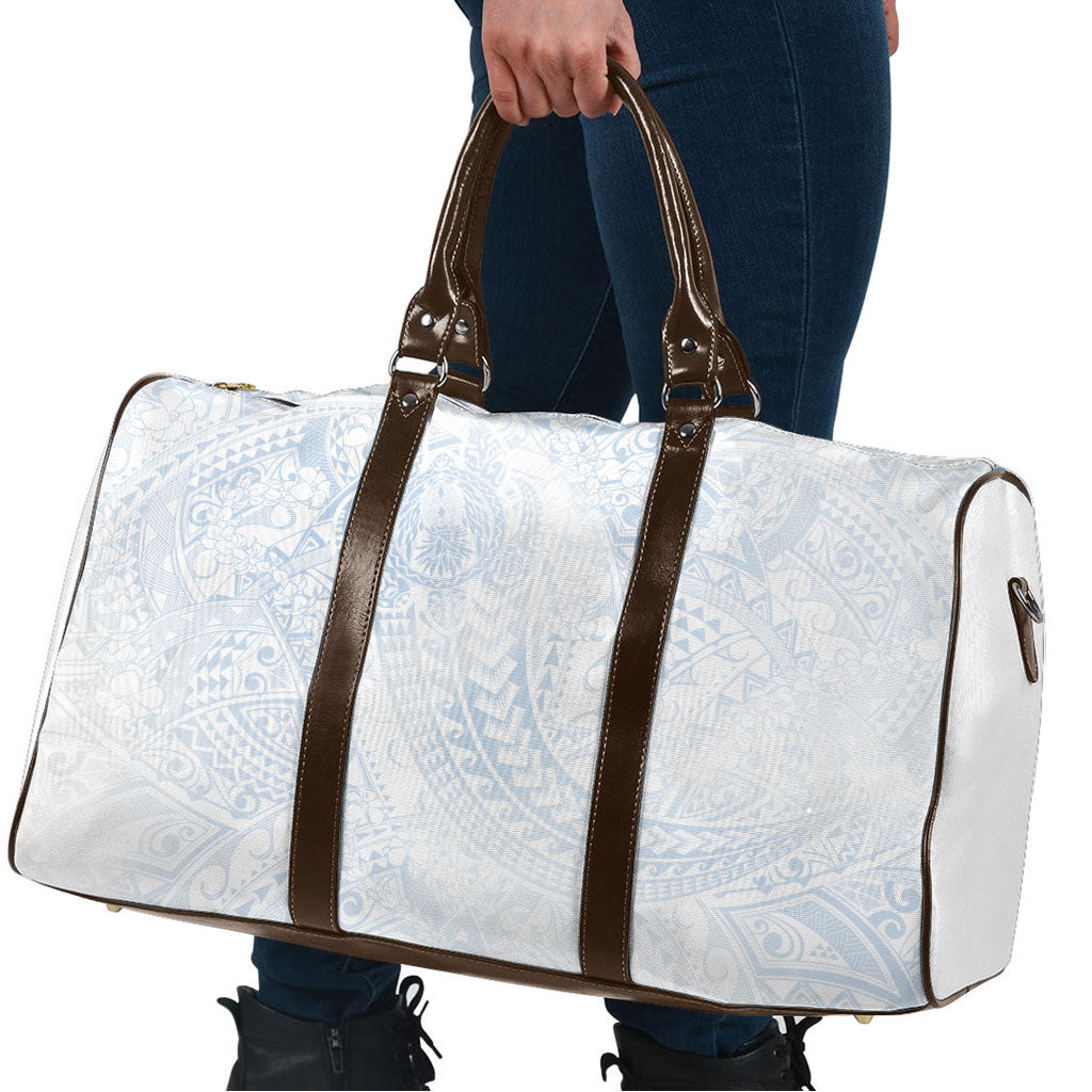 Hawaiian Turtles and Leis Travel Bag Tribal Kakau Pattern Airy White Blue Cloud Vibe LT03 - Polynesian Pride