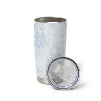 Hawaiian Turtles and Leis Tumbler Cup Tribal Kakau Pattern Airy White Blue Cloud Vibe LT03 - Polynesian Pride