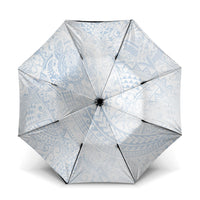 Hawaiian Turtles and Leis Umbrella Tribal Kakau Pattern Airy White Blue Cloud Vibe LT03 One Size Folded 11.42 inch Opened Diameter 37.4 inch White - Polynesian Pride