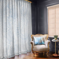 Hawaiian Turtles and Leis Window Curtain Tribal Kakau Pattern Airy White Blue Cloud Vibe LT03 - Polynesian Pride
