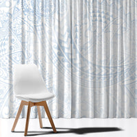 Hawaiian Turtles and Leis Window Curtain Tribal Kakau Pattern Airy White Blue Cloud Vibe LT03 - Polynesian Pride