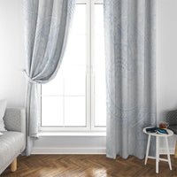 Hawaiian Turtles and Leis Window Curtain Tribal Kakau Pattern Airy White Blue Cloud Vibe LT03 - Polynesian Pride