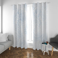 Hawaiian Turtles and Leis Window Curtain Tribal Kakau Pattern Airy White Blue Cloud Vibe LT03 With Grommets White - Polynesian Pride