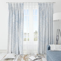 Hawaiian Turtles and Leis Window Curtain Tribal Kakau Pattern Airy White Blue Cloud Vibe LT03 - Polynesian Pride