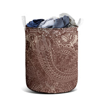 Hawaiian Turtles and Leis Laundry Basket Tribal Kakau Pattern Mocha Mousse Color LT03 - Polynesian Pride
