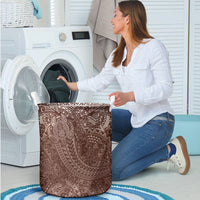 Hawaiian Turtles and Leis Laundry Basket Tribal Kakau Pattern Mocha Mousse Color LT03 - Polynesian Pride