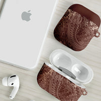 Hawaiian Turtles and Leis AirPods Case Tribal Kakau Pattern Mocha Mousse Color LT03 - Polynesian Pride