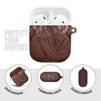 Hawaiian Turtles and Leis AirPods Case Tribal Kakau Pattern Mocha Mousse Color LT03 - Polynesian Pride