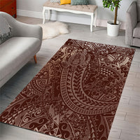 Hawaiian Turtles and Leis Area Rug Tribal Kakau Pattern Mocha Mousse Color LT03 - Polynesian Pride