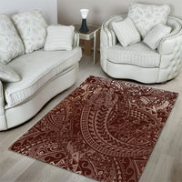 Hawaiian Turtles and Leis Area Rug Tribal Kakau Pattern Mocha Mousse Color LT03 - Polynesian Pride