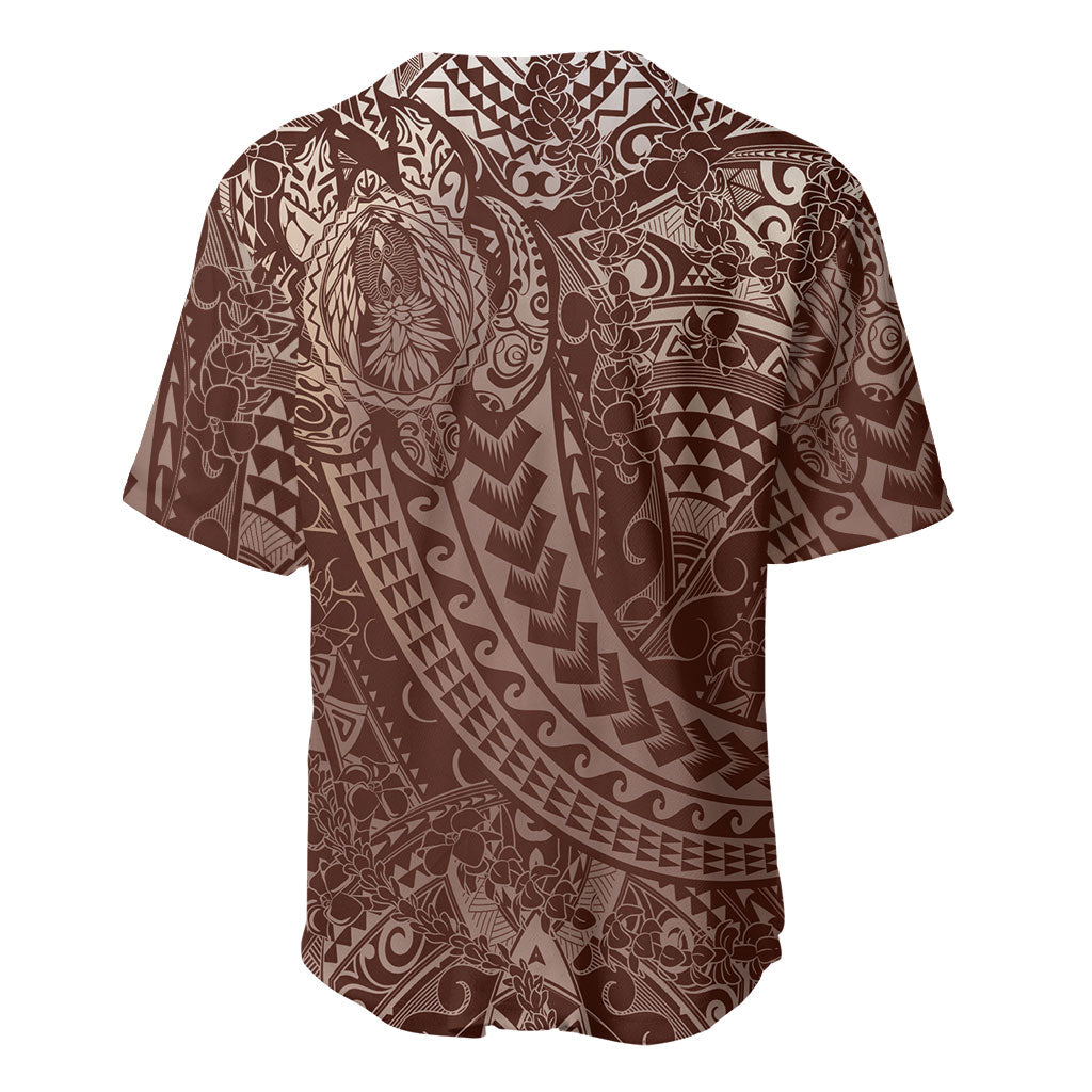 Hawaiian Turtles and Leis Baseball Jersey Tribal Kakau Pattern Mocha Mousse Color LT03 - Polynesian Pride