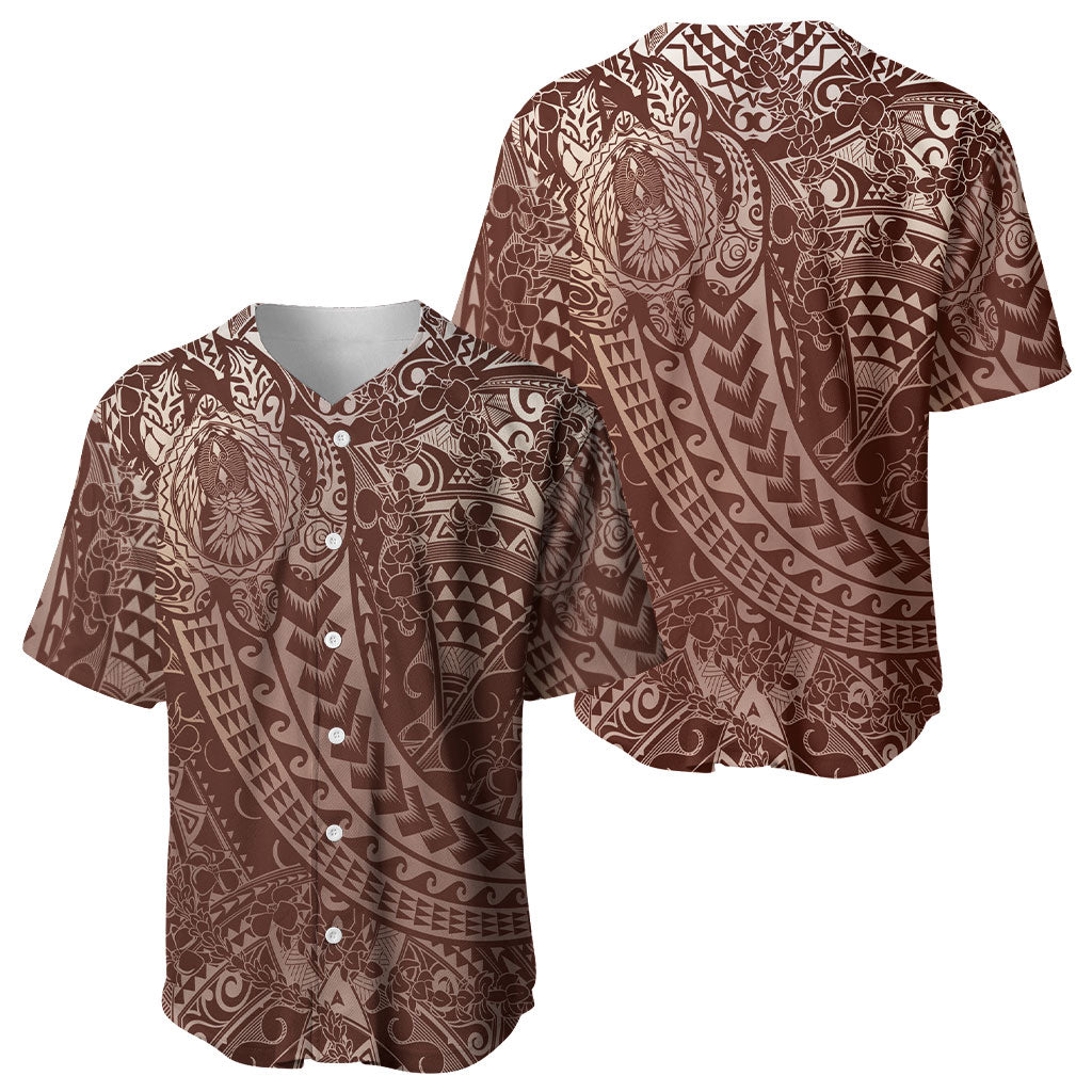 Hawaiian Turtles and Leis Baseball Jersey Tribal Kakau Pattern Mocha Mousse Color LT03 - Polynesian Pride