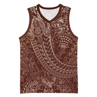 Hawaiian Turtles and Leis Basketball Jersey Tribal Kakau Pattern Mocha Mousse Color LT03 Unisex Mocha Mousse - Polynesian Pride
