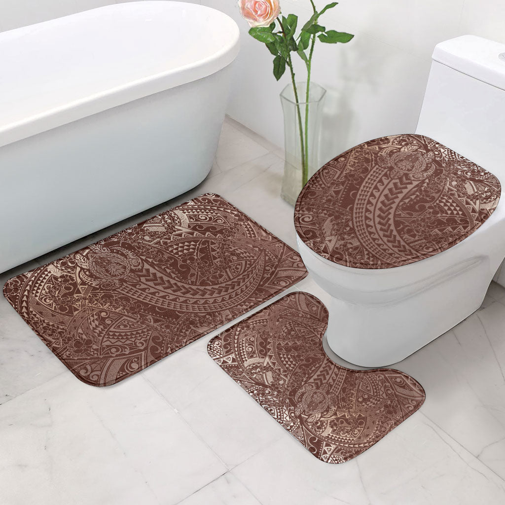 Hawaiian Turtles and Leis Bathroom Set Tribal Kakau Pattern Mocha Mousse Color LT03 - Polynesian Pride