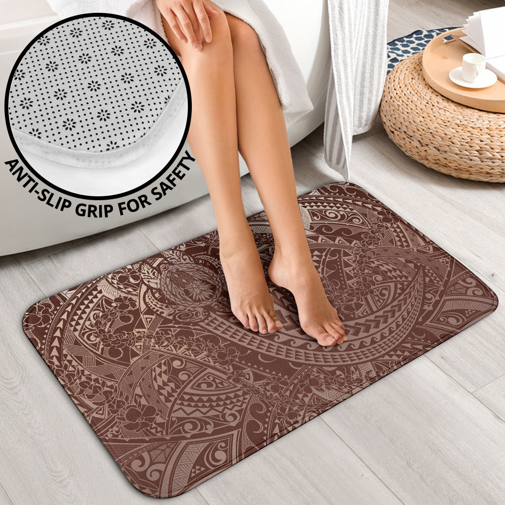 Hawaiian Turtles and Leis Bathroom Set Tribal Kakau Pattern Mocha Mousse Color LT03 - Polynesian Pride