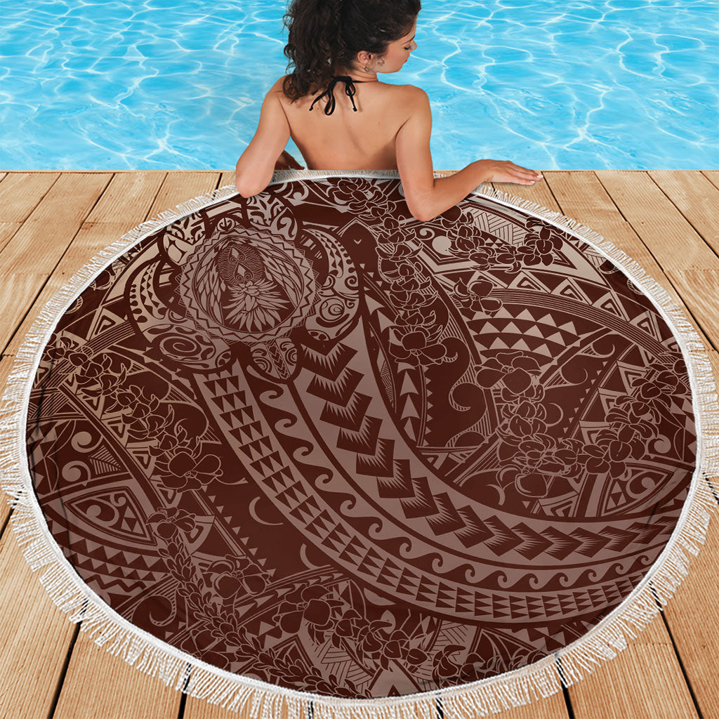 Hawaiian Turtles and Leis Beach Blanket Tribal Kakau Pattern Mocha Mousse Color LT03 - Polynesian Pride