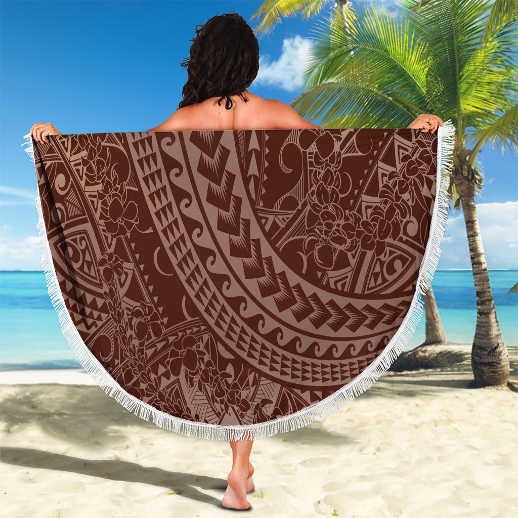 Hawaiian Turtles and Leis Beach Blanket Tribal Kakau Pattern Mocha Mousse Color LT03 - Polynesian Pride
