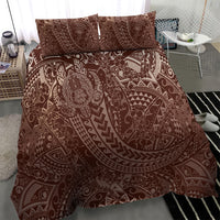 Hawaiian Turtles and Leis Bedding Set Tribal Kakau Pattern Mocha Mousse Color LT03 - Polynesian Pride
