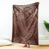 Hawaiian Turtles and Leis Blanket Tribal Kakau Pattern Mocha Mousse Color LT03 - Polynesian Pride