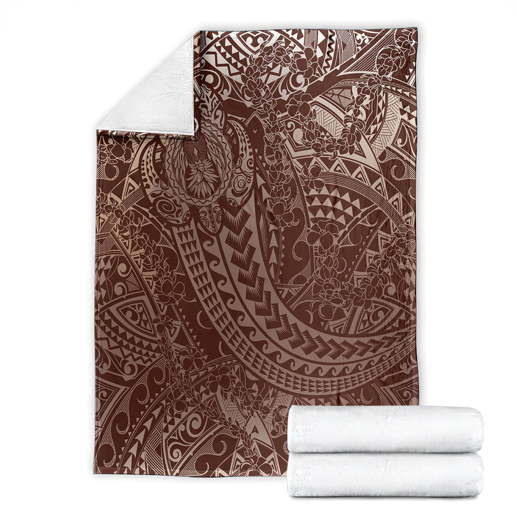 Hawaiian Turtles and Leis Blanket Tribal Kakau Pattern Mocha Mousse Color LT03 - Polynesian Pride