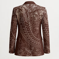 Hawaiian Turtles and Leis Blazer Tribal Kakau Pattern Mocha Mousse Color LT03 - Polynesian Pride
