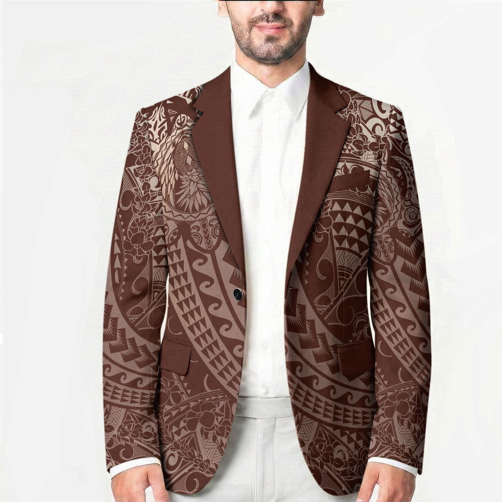 Hawaiian Turtles and Leis Blazer Tribal Kakau Pattern Mocha Mousse Color LT03 - Polynesian Pride