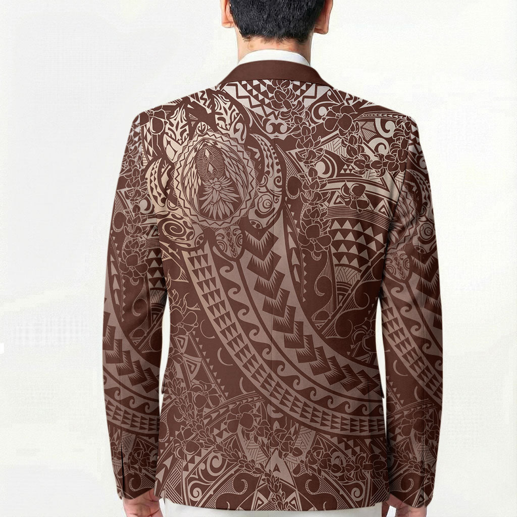 Hawaiian Turtles and Leis Blazer Tribal Kakau Pattern Mocha Mousse Color LT03 - Polynesian Pride