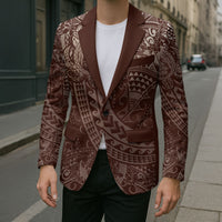 Hawaiian Turtles and Leis Blazer Tribal Kakau Pattern Mocha Mousse Color LT03 - Polynesian Pride