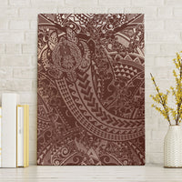 Hawaiian Turtles and Leis Canvas Wall Art Tribal Kakau Pattern Mocha Mousse Color LT03 Without Frame Mocha Mousse - Polynesian Pride
