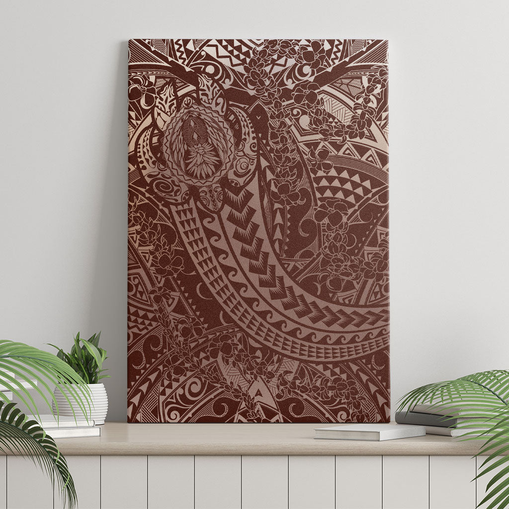 Hawaiian Turtles and Leis Canvas Wall Art Tribal Kakau Pattern Mocha Mousse Color LT03 - Polynesian Pride