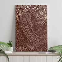Hawaiian Turtles and Leis Canvas Wall Art Tribal Kakau Pattern Mocha Mousse Color LT03 - Polynesian Pride