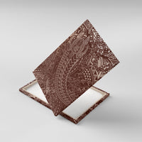 Hawaiian Turtles and Leis Canvas Wall Art Tribal Kakau Pattern Mocha Mousse Color LT03 With Frame Mocha Mousse - Polynesian Pride