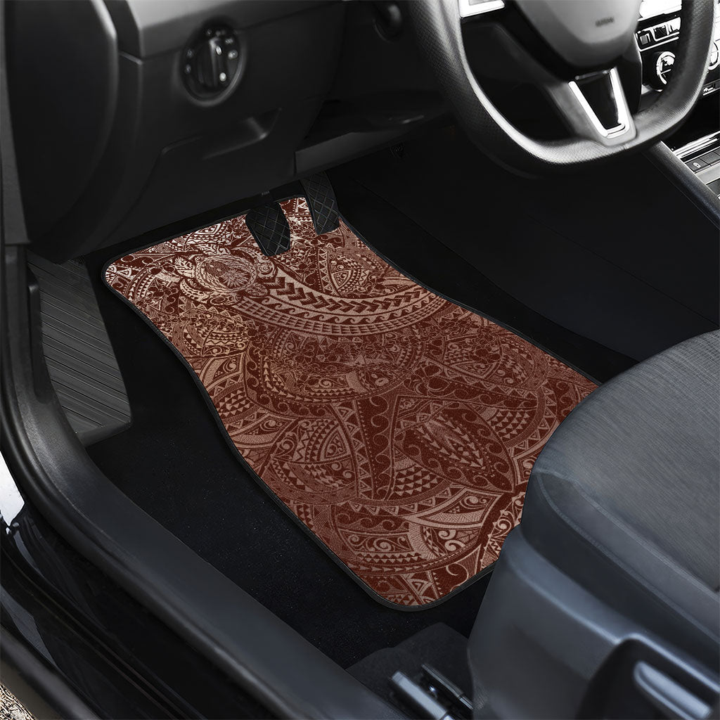 Hawaiian Turtles and Leis Car Mats Tribal Kakau Pattern Mocha Mousse Color LT03 - Polynesian Pride