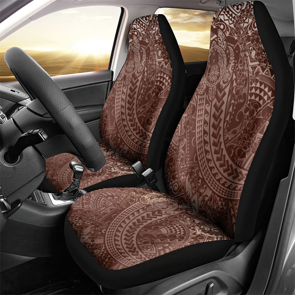 Hawaiian Turtles and Leis Car Seat Cover Tribal Kakau Pattern Mocha Mousse Color LT03 - Polynesian Pride