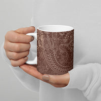 Hawaiian Turtles and Leis Ceramic Mug Tribal Kakau Pattern Mocha Mousse Color LT03 - Polynesian Pride