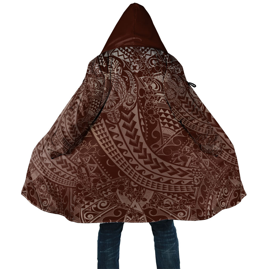 Hawaiian Turtles and Leis Cloak Tribal Kakau Pattern Mocha Mousse Color LT03 Unisex Mocha Mousse - Polynesian Pride