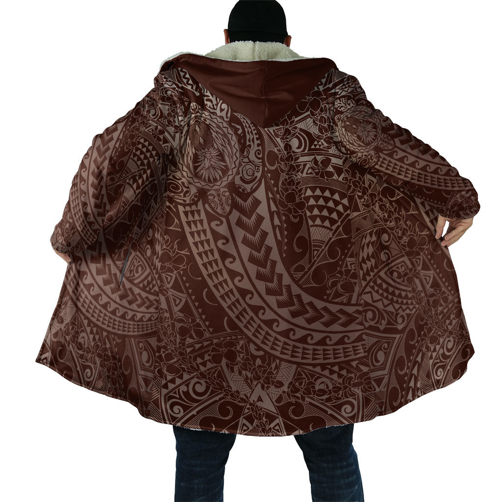 Hawaiian Turtles and Leis Cloak Tribal Kakau Pattern Mocha Mousse Color LT03 - Polynesian Pride