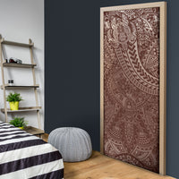 Hawaiian Turtles and Leis Door Cover Tribal Kakau Pattern Mocha Mousse Color LT03 - Polynesian Pride