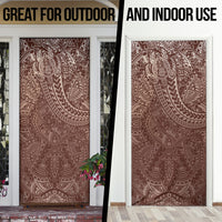 Hawaiian Turtles and Leis Door Cover Tribal Kakau Pattern Mocha Mousse Color LT03 - Polynesian Pride