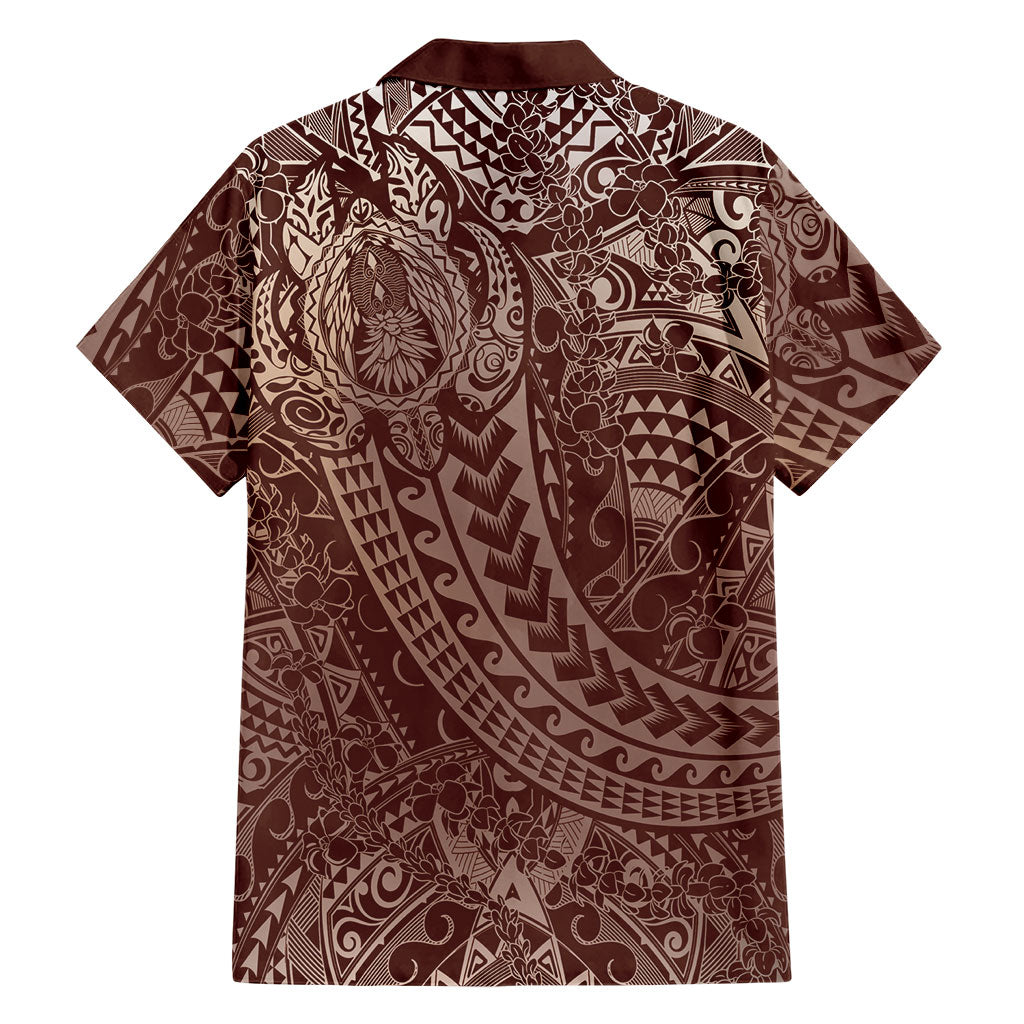 Hawaiian Turtles and Leis Family Matching Long Sleeve Bodycon Dress and Hawaiian Shirt Tribal Kakau Pattern Mocha Mousse Color LT03 - Polynesian Pride