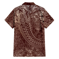 Hawaiian Turtles and Leis Family Matching Mermaid Dress and Hawaiian Shirt Tribal Kakau Pattern Mocha Mousse Color LT03 - Polynesian Pride