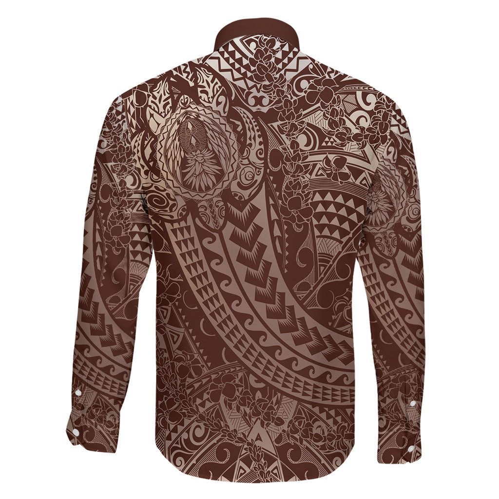 Hawaiian Turtles and Leis Family Matching Off Shoulder Maxi Dress and Hawaiian Shirt Tribal Kakau Pattern Mocha Mousse Color LT03 - Polynesian Pride