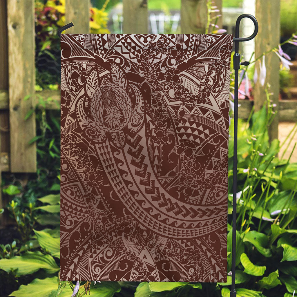 Hawaiian Turtles and Leis Garden Flag Tribal Kakau Pattern Mocha Mousse Color LT03 Garden Flag Mocha Mousse - Polynesian Pride