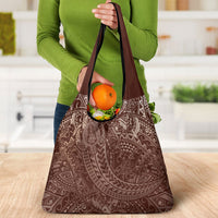 Hawaiian Turtles and Leis Grocery Bag Tribal Kakau Pattern Mocha Mousse Color LT03 - Polynesian Pride