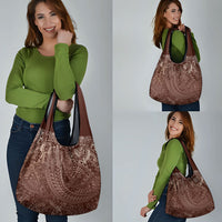 Hawaiian Turtles and Leis Grocery Bag Tribal Kakau Pattern Mocha Mousse Color LT03 - Polynesian Pride