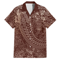 Hawaiian Turtles and Leis Hawaiian Shirt Tribal Kakau Pattern Mocha Mousse Color LT03 Mocha Mousse - Polynesian Pride