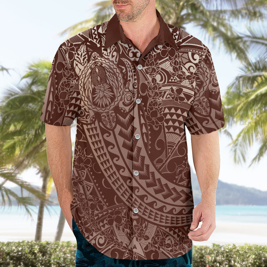 Hawaiian Turtles and Leis Hawaiian Shirt Tribal Kakau Pattern Mocha Mousse Color LT03 - Polynesian Pride